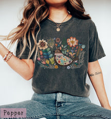 Chemise oiseau et fleurs Boho Folk Art Bird Shirt