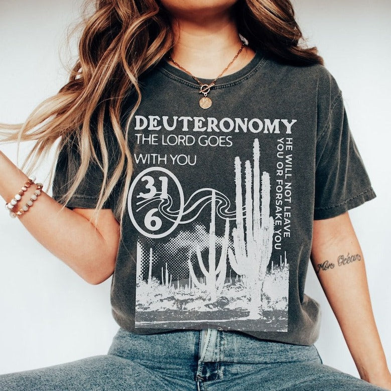 Boho-T-Shirt mit Bibelversen, modisches, übergroßes T-Shirt