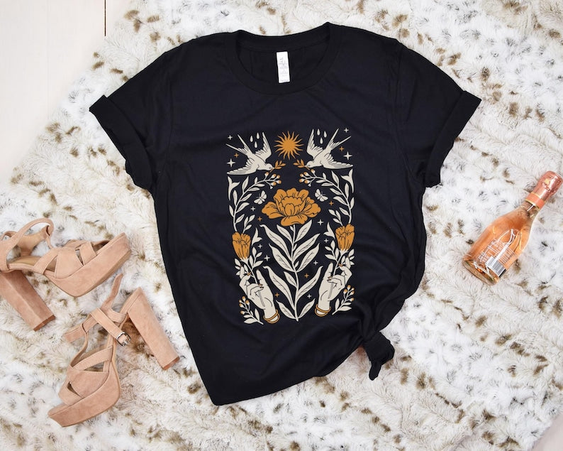 Boho-Wildblumen-Shirt, Blumenliebhaber-T-Shirt