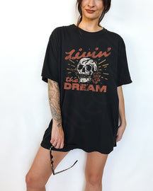 Livin' The Dream Skull Shirt Streetwear T-Shirt
