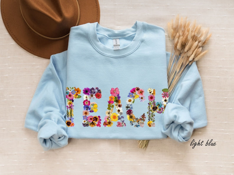 Fleurs pressées TEACH Sweatshirt Sweatshirt de professeur