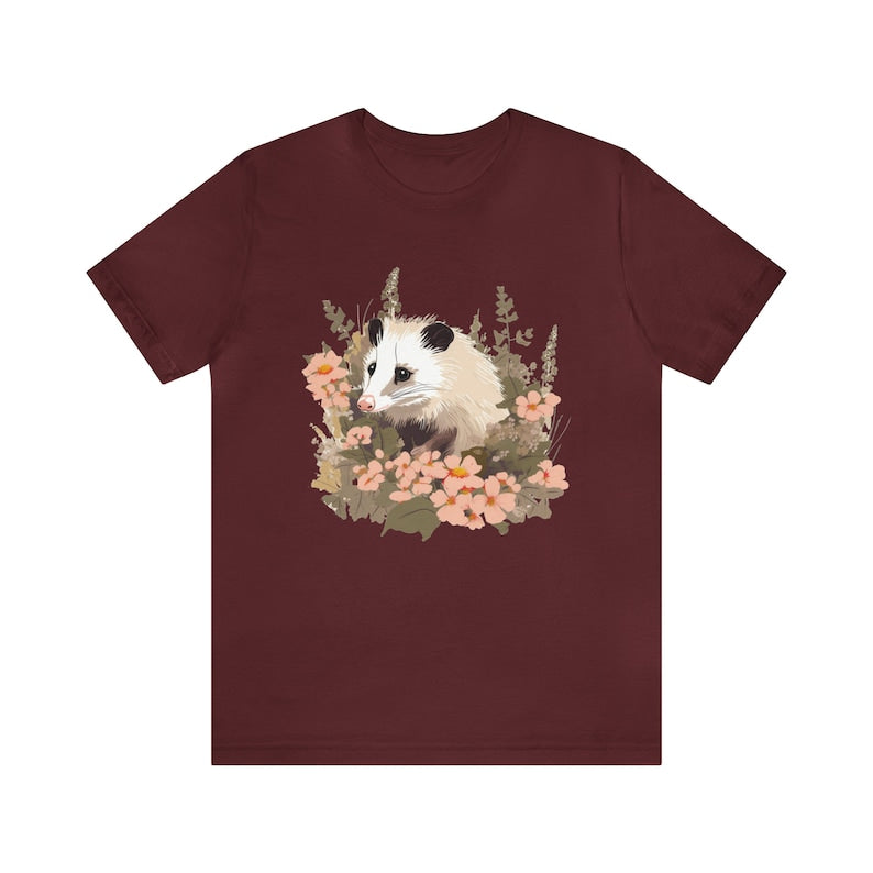 Chemise drôle d'opossum chemise de fleurs sauvages