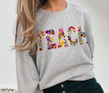 Fleurs pressées TEACH Sweatshirt Sweatshirt de professeur