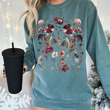 Vintage Wildflower Sweatshirt Boho Floral Sweater