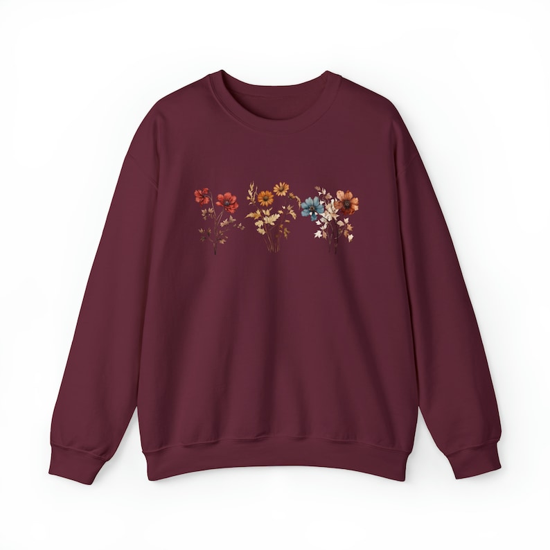 Vintage Sweatshirt mit gepressten Blumen