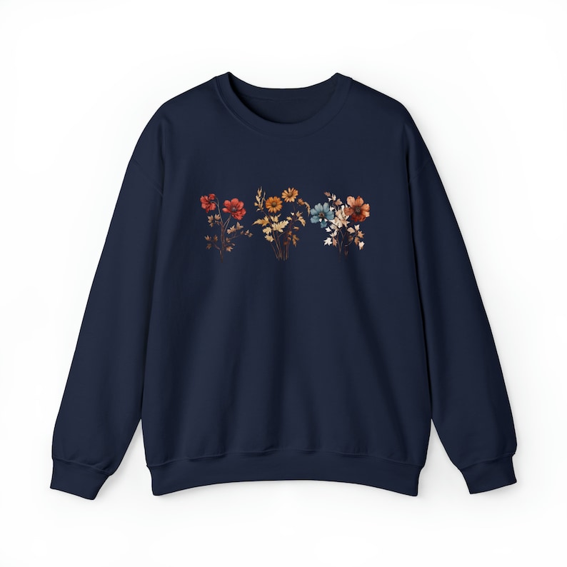 Vintage Sweatshirt mit gepressten Blumen