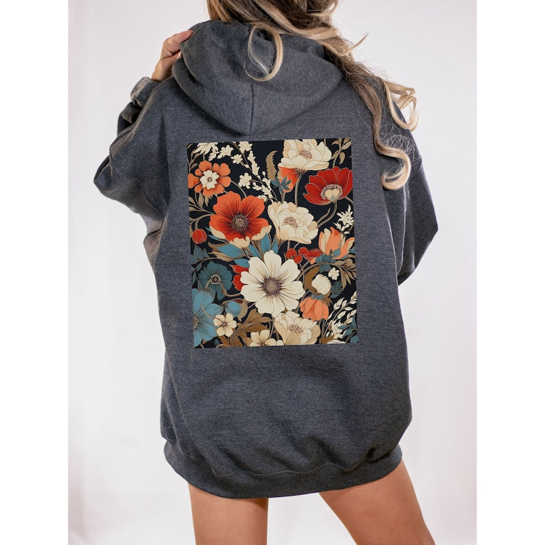 Boho Floral Cottagecore Hoodie Geschenk für Blumenliebhaber