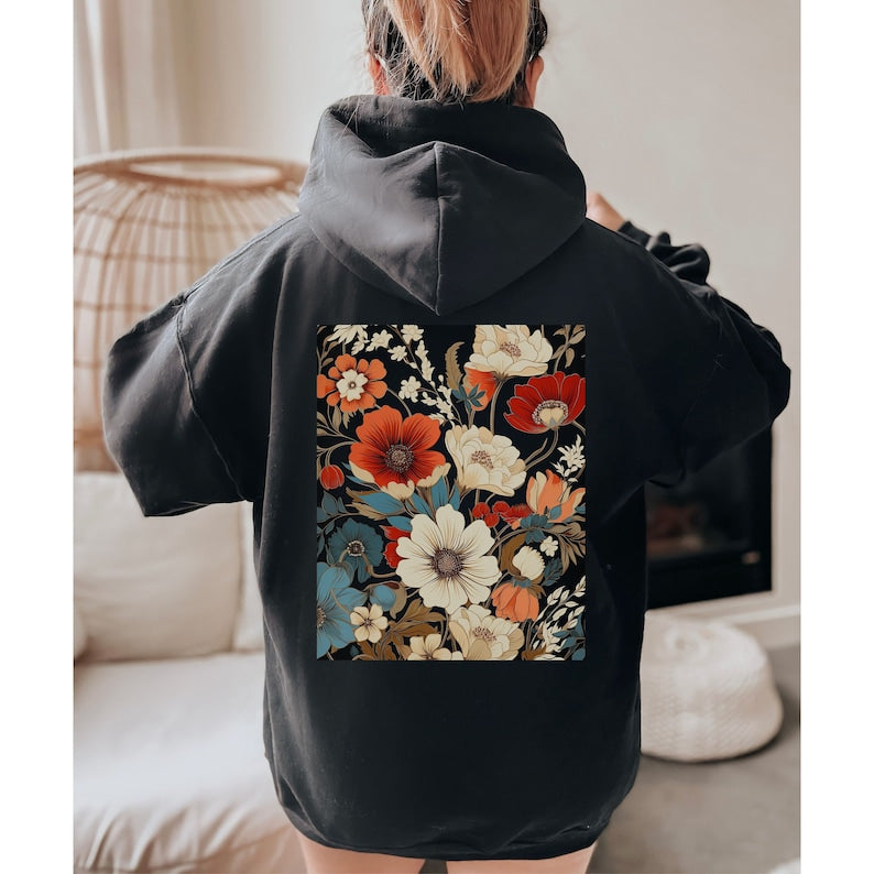 Boho Floral Cottagecore Hoodie cadeau pour amateur de fleurs