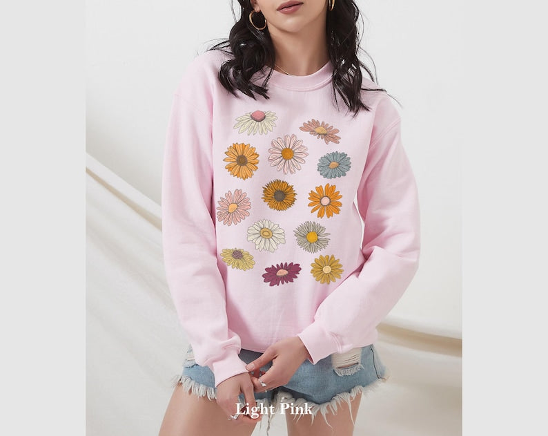 Boho Blumen Sweatshirt Unisex WildblumenPullover 