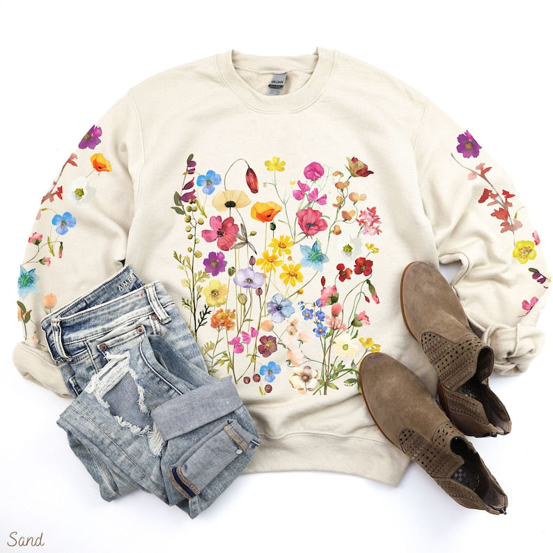Wildflowers Sweatshirt Boho Floral Sweater