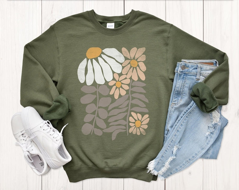 Boho Blumen Sweatshirt Unisex WildblumenPullover