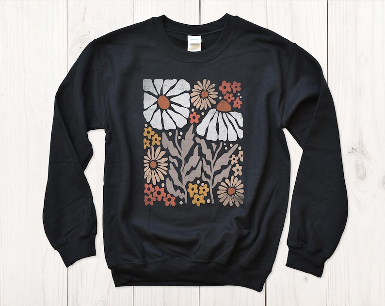 Boho Flower Sweatshirt Unisexe Wildflower Pull