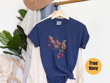 Florales Kolibri-Shirt, Tierliebhaber-T-Shirt