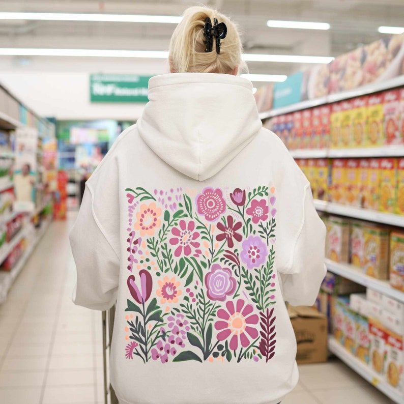 Oversized Wildflowers Hoodie Pressed Flowers Hoodie