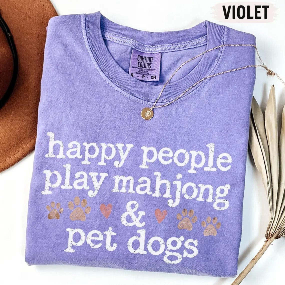 Comfort Colors Happy People Play Mahjong & Pet Dogs T-Shirt