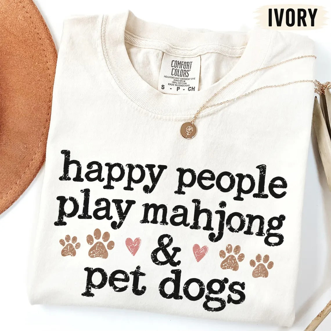 Comfort Colors Happy People Play Mahjong & Pet Dogs T-Shirt