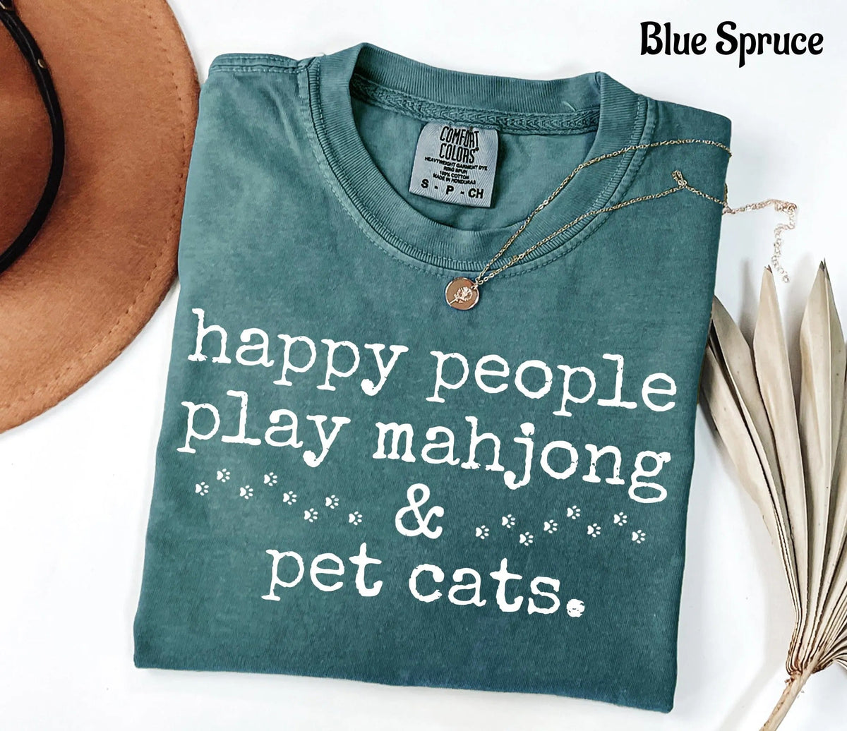 Comfort Colors Happy People Play Mahjong & Pet Cats T-Shirt
