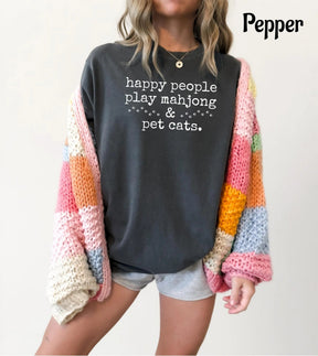 Comfort Colors Happy People Play Mahjong & Pet Cats T-Shirt