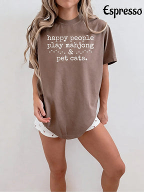 Comfort Colors Happy People Play Mahjong & Pet Cats T-Shirt