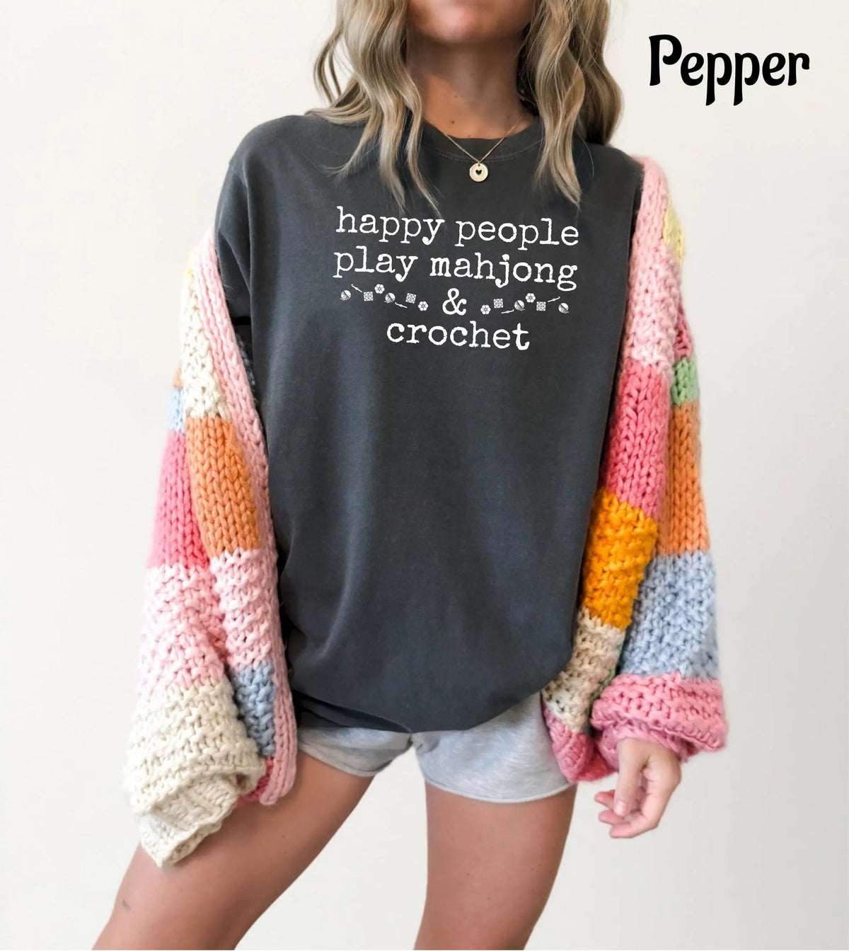 Comfort Happy People Play Mahjong & Crochet T-Shirt