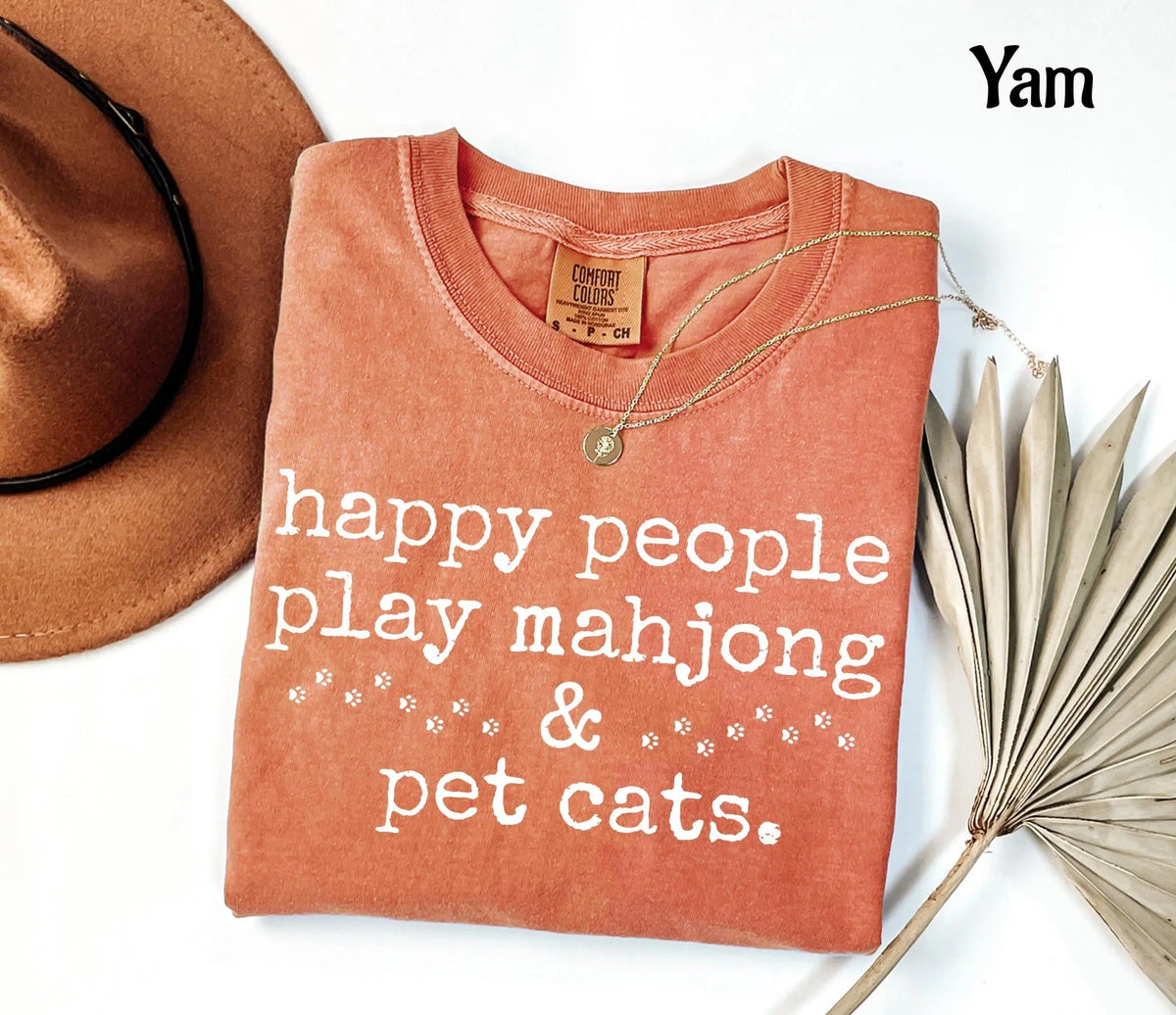 Comfort Colors Happy People Play Mahjong & Pet Cats T-Shirt