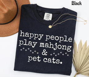 Comfort Colors Happy People Play Mahjong & Pet Cats T-Shirt