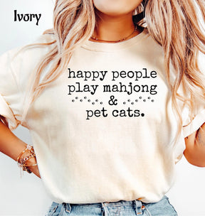 Comfort Colors Happy People Play Mahjong & Pet Cats T-Shirt