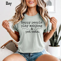 Comfort Happy People Play Mahjong & Pet Cats T-Shirt