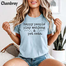 Comfort Happy People Play Mahjong & Pet Cats T-Shirt