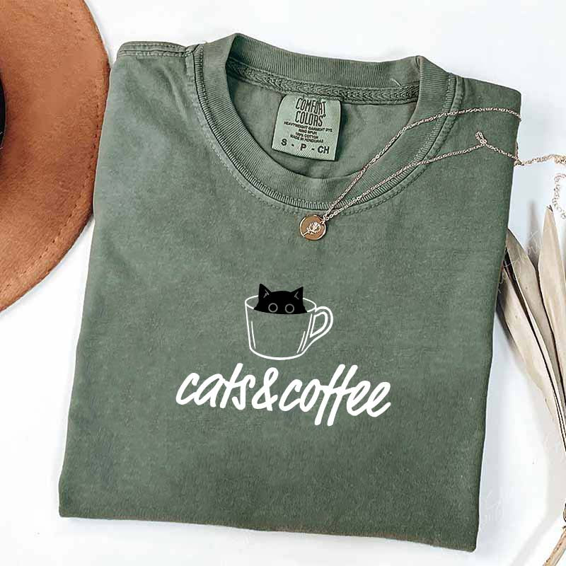 Cats And Coffee Cute T-Shirt