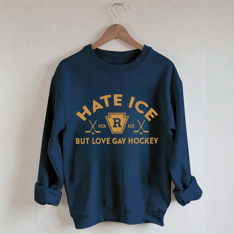 Hate ICE But Love Gay Hockey Boxy Sweatshirt