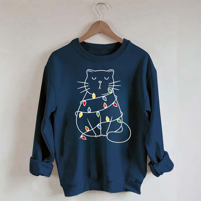 Cute Cat Christmas Light Sweatshirt