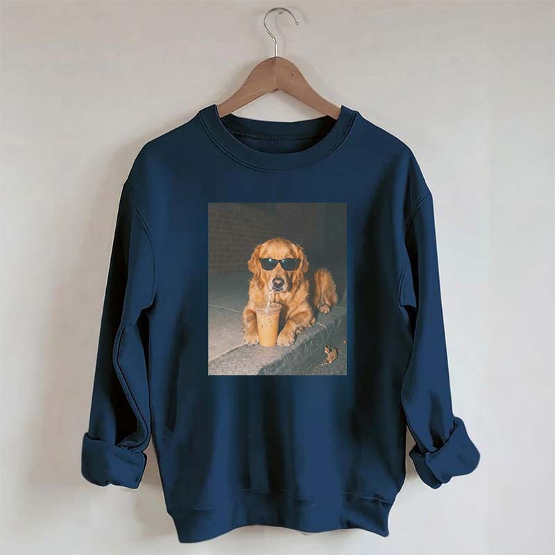Golden Retriever Drinking Iced Coffee Sweatshirt