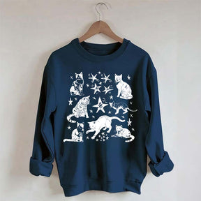 Vintage Cat Star Graphic Sweatshirt