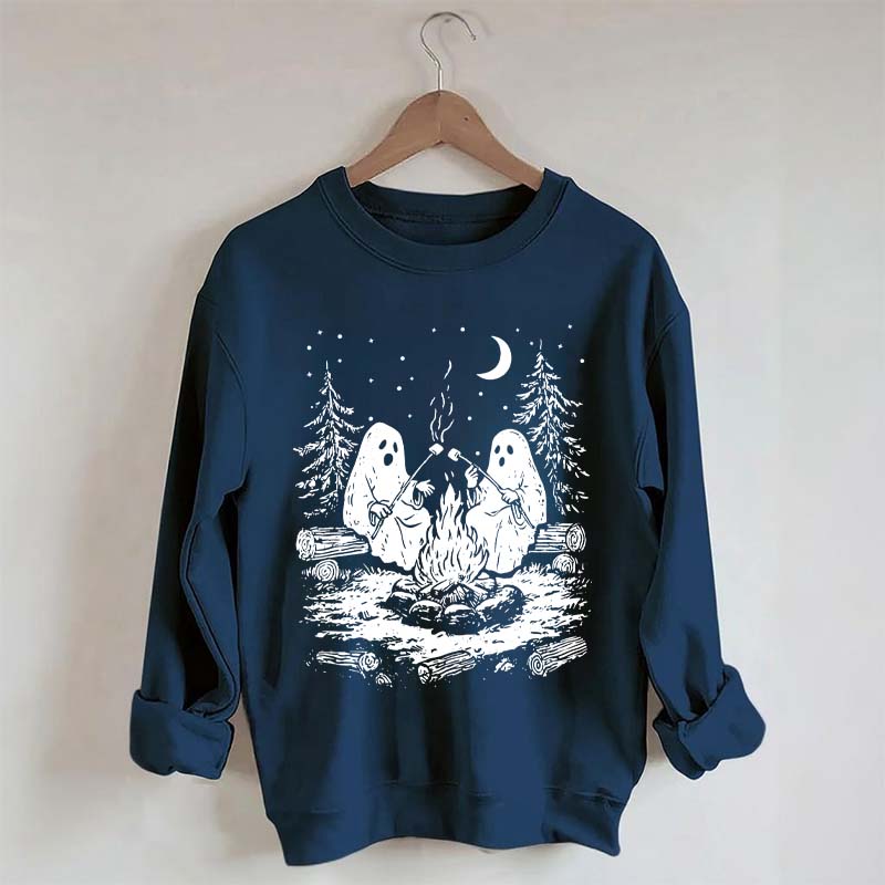 Retro Halloween Ghost Camping Sweatshirt
