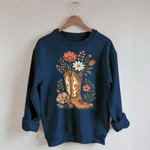 Retro Cowboy Boot Wildflower Sweatshirt