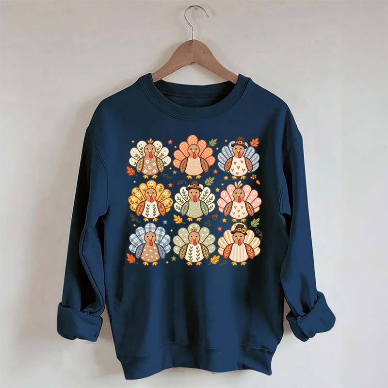 Boho Turkey Thanksgiving Preppy Fall Wild Sweatshirt