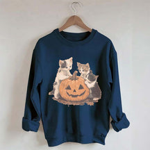 Vintage 90s Cat Halloween Pumpkin Sweatshirt