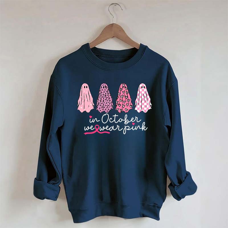In October We Wear Pink Ghost Cancer Fighter Sweatshirt
