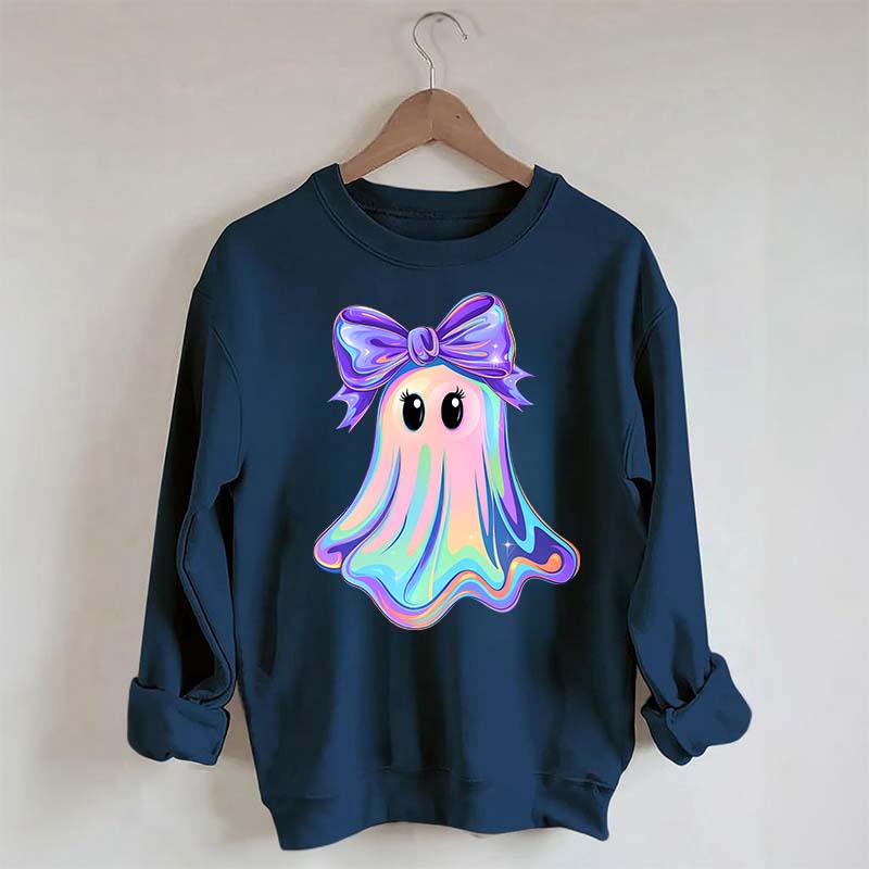 Shimmering  Iridescent Glitter Ghost Sweatshirt