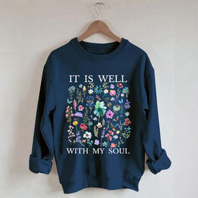 It Is Well Floral Religous Wildflowers Sweatshirt