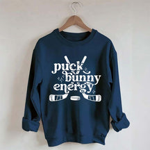 Puck Bunny Energy Retro Hockey Sweatshirt