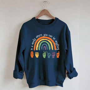 Be Kind Sign Language ASL Rainbow Sweatshirt
