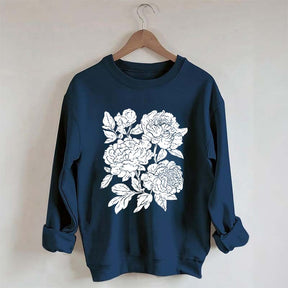 Vintage Linocut Flower Boho Botanical Sweatshirt