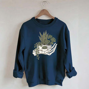 Skeleton Hand Cradling Potted Plants Sweatshirt