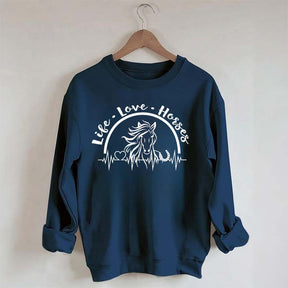 Life Love Horses Heartbeat Sweatshirt