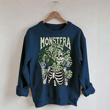 Monstera Skeleton Plant Halloween Sweatshirt