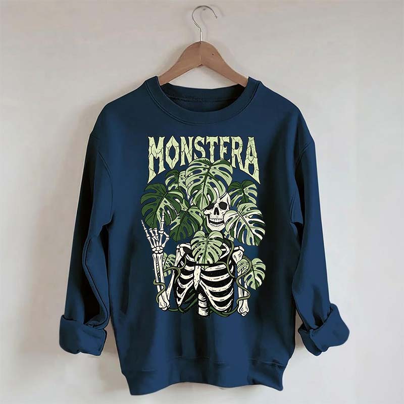Monstera Skeleton Plant Halloween Sweatshirt