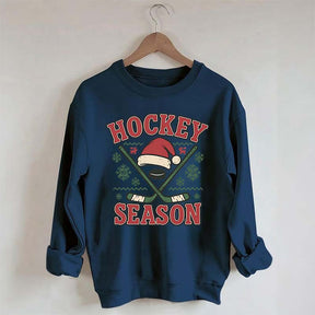 Christmas Hockey Santa Hat Sweatshirt