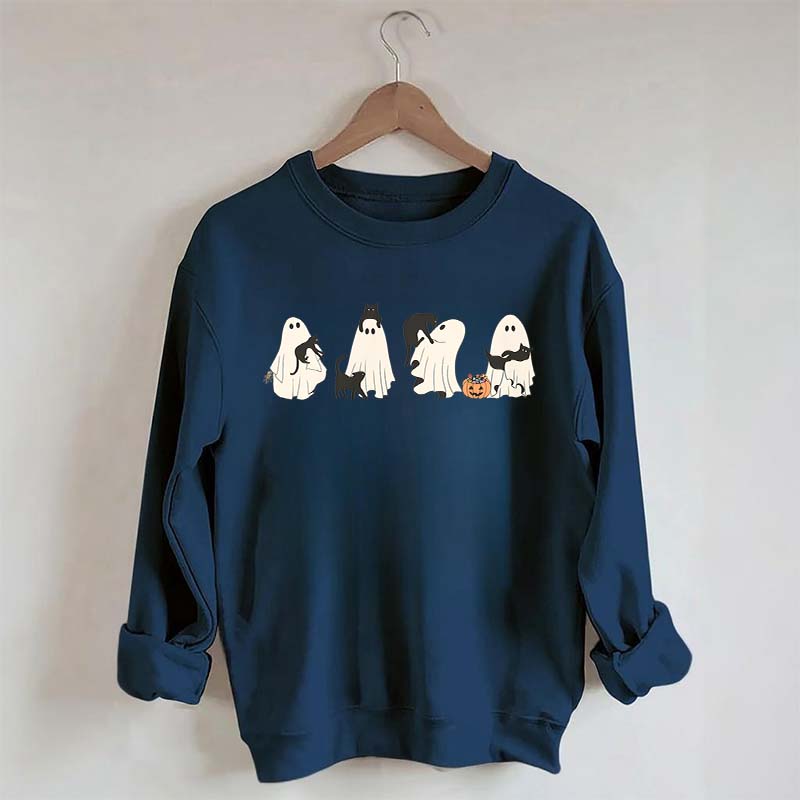 Ghost And Cat Lower Halloween Sweatshirt